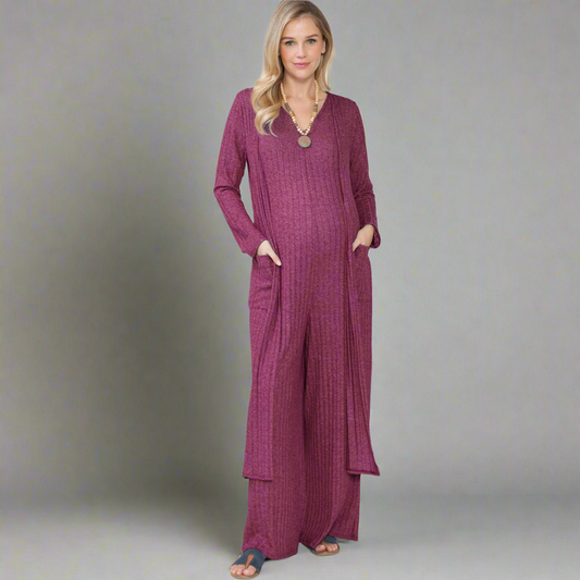 Maternity Maxi Jumpsuit & Long Cardigan | 2 pc Set|