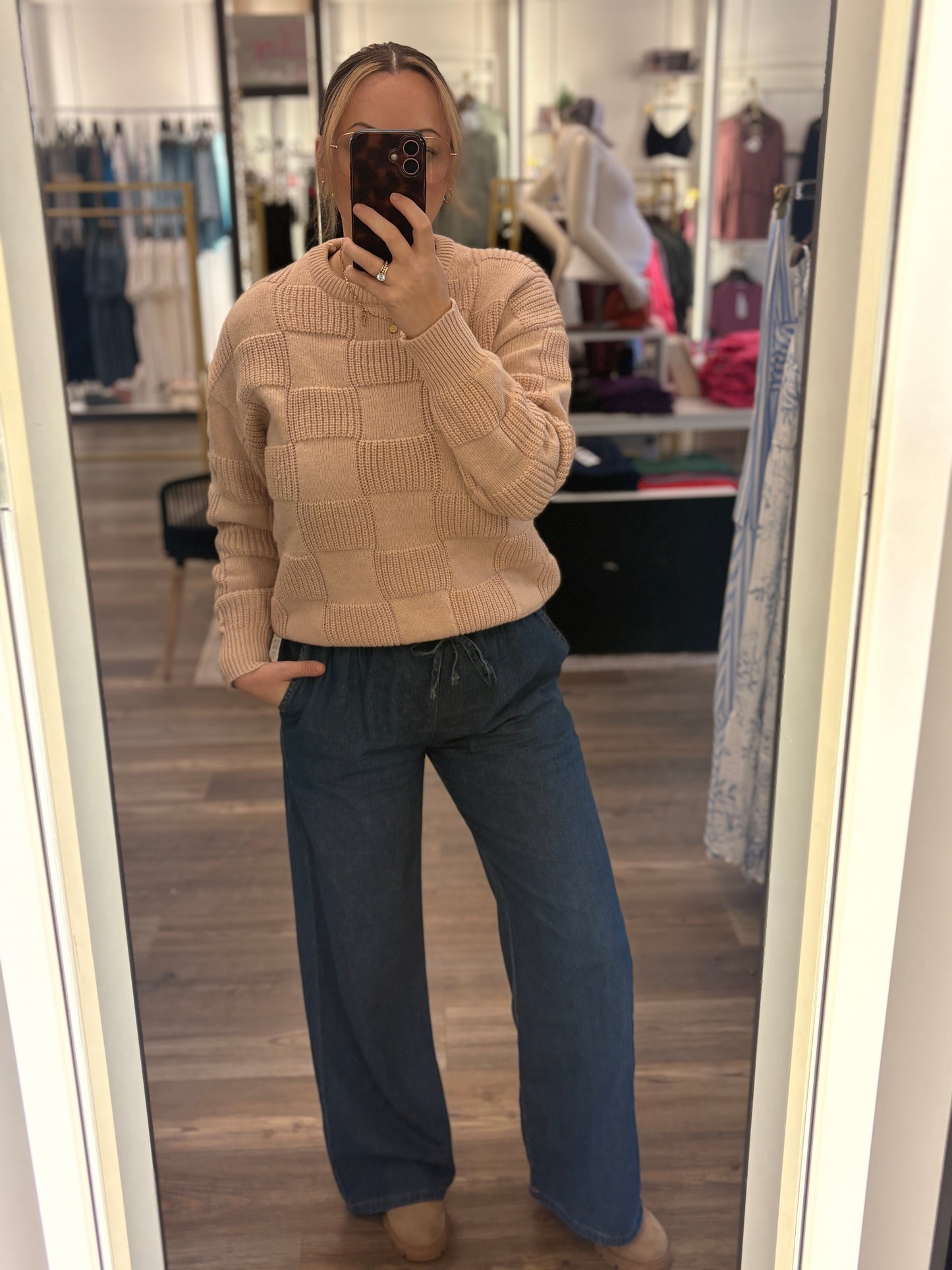 Chels Checkered Knit Sweater