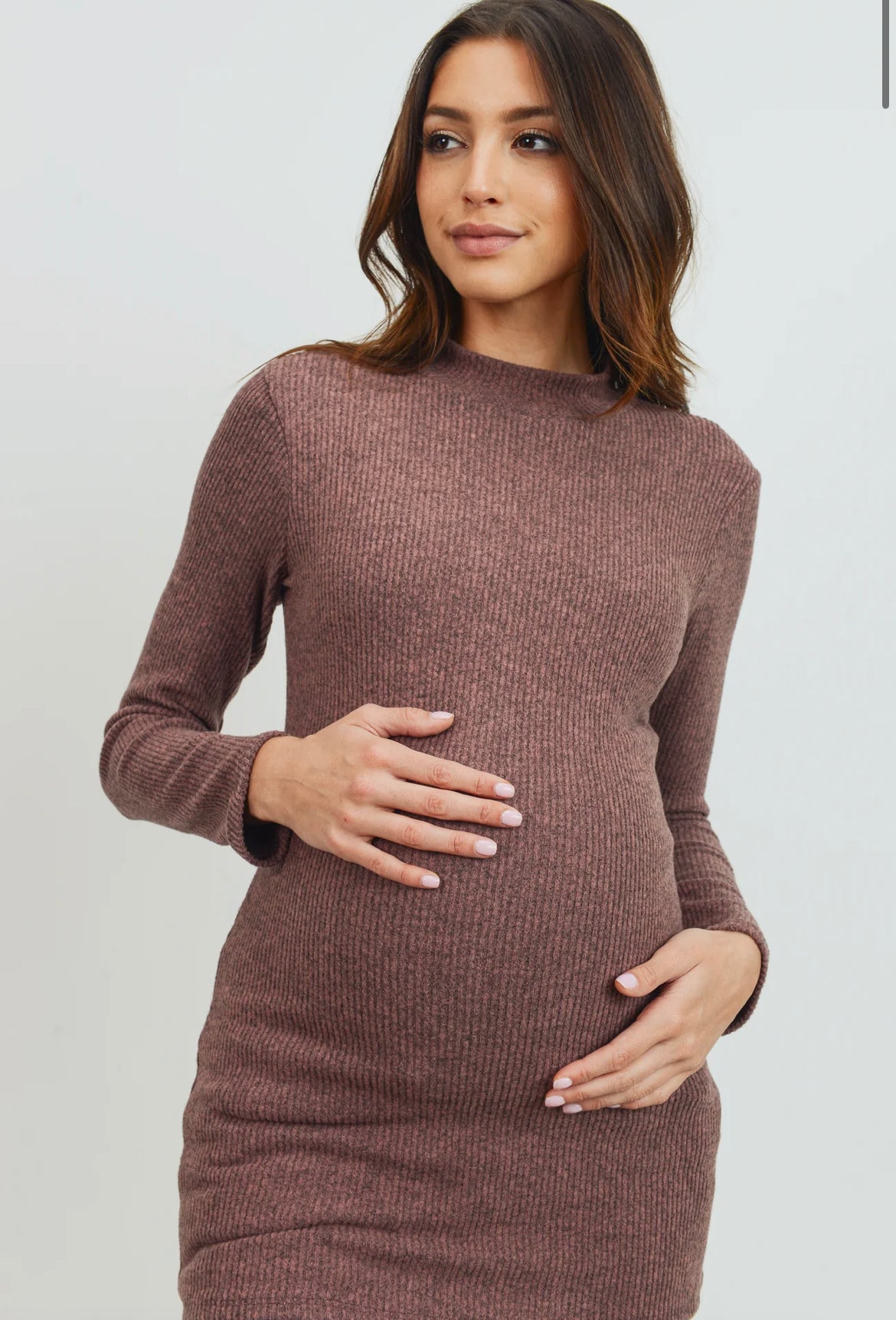 Mock Neck Long Sleeve Maternity Ribbed Top