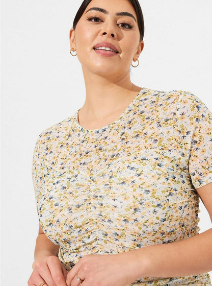 Ruched Floral Top