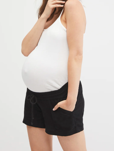 WOVEN LINEN MATERNITY SHORTS - Under Belly