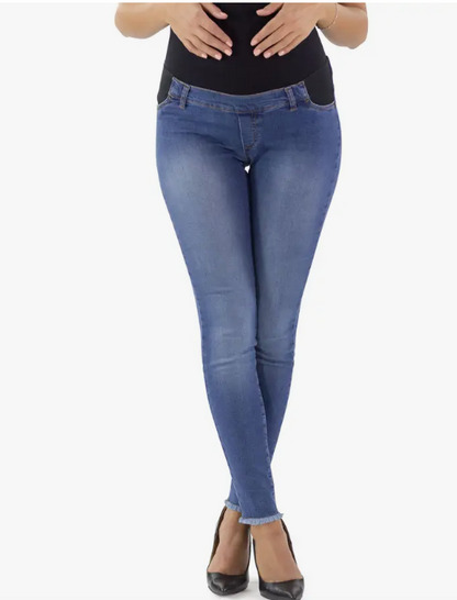 Low Waist Stone Wash Maternity Jeans