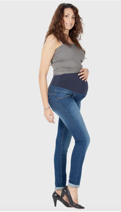 Stone Wash Maternity Jeans with Belly Band