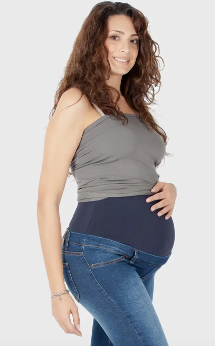 Stone Wash Maternity Jeans with Belly Band