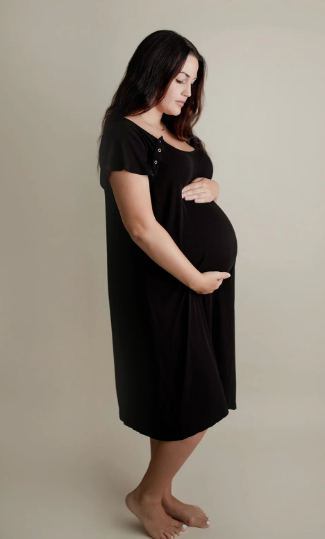 Black Maternity Mommy Labor and Delivery/ Nursing Gown