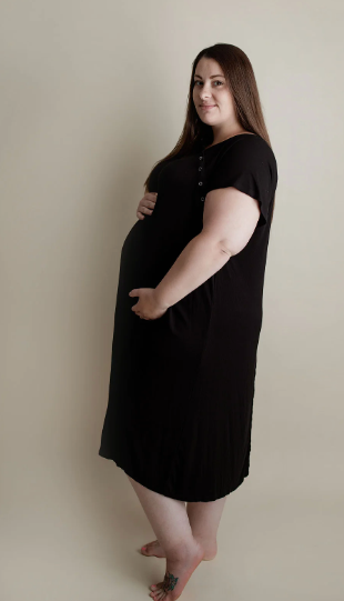 Black Maternity Mommy Labor and Delivery/ Nursing Gown