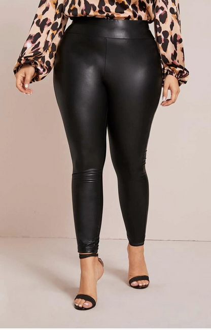 Darsika Faux Leatherette Leggings| Curvy Collection