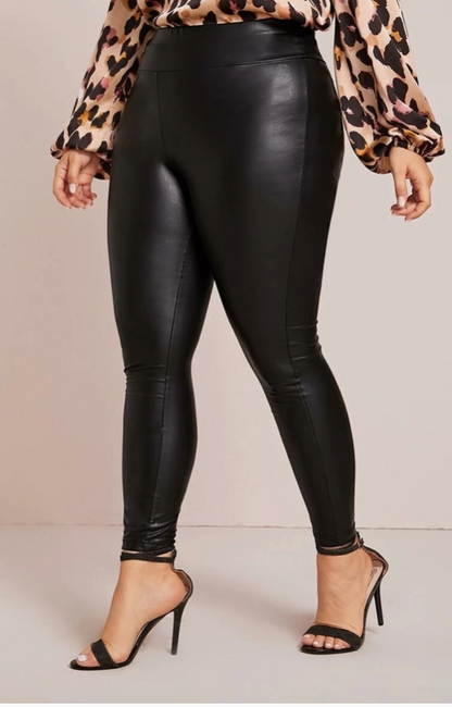 Darsika Faux Leatherette Leggings| Curvy Collection