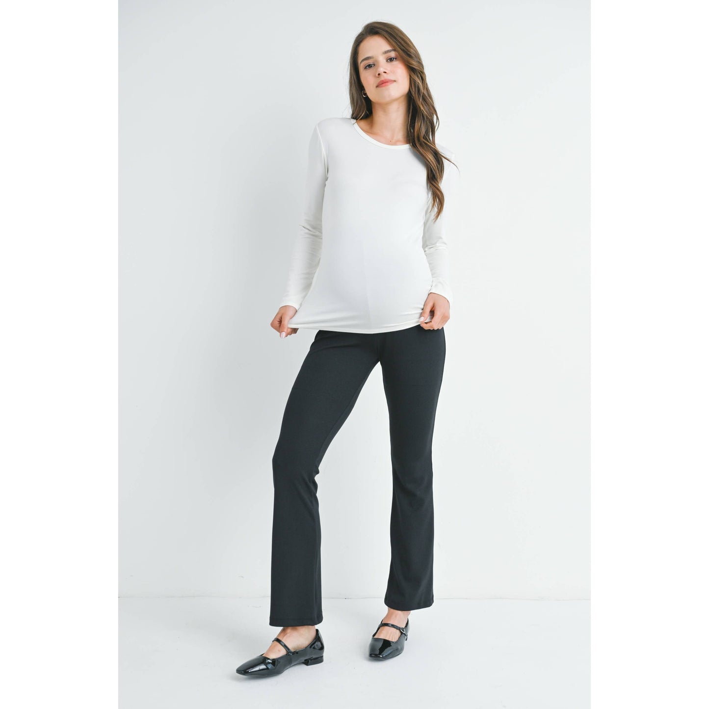 High-Rise Ribbed Pants | Maternity