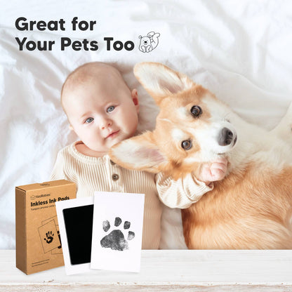 4Pk Inkless Ink Pad, Baby Footprint Kit, Dog Paw Print Kit: Jet Black / Regular