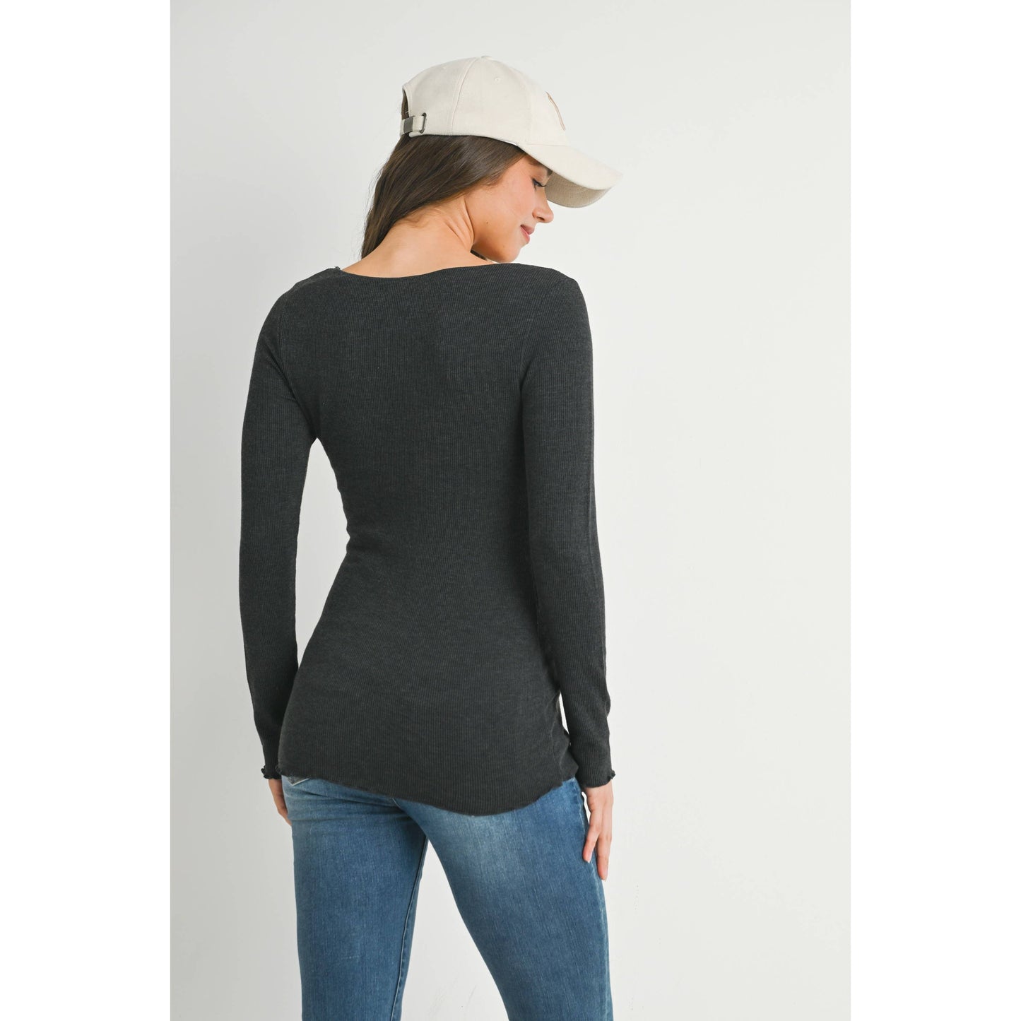 Ribbed Long Sleeve Maternity Knit Top