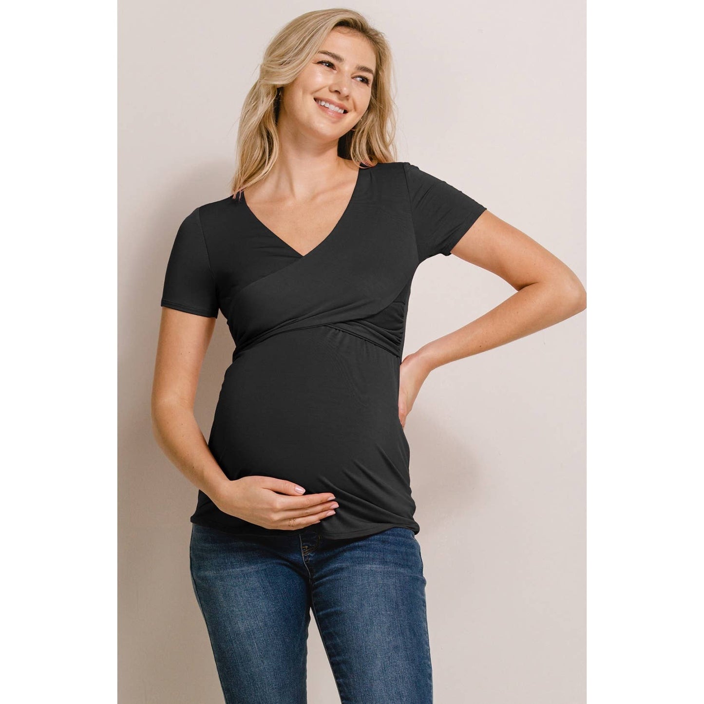 V-Neck Crossover Short Sleeve Nursing Top