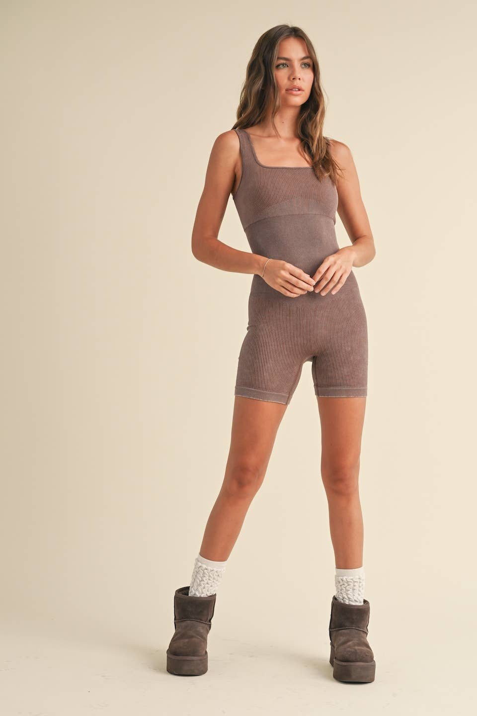 Emery Essential Ribbed Romper: Bump Friendly