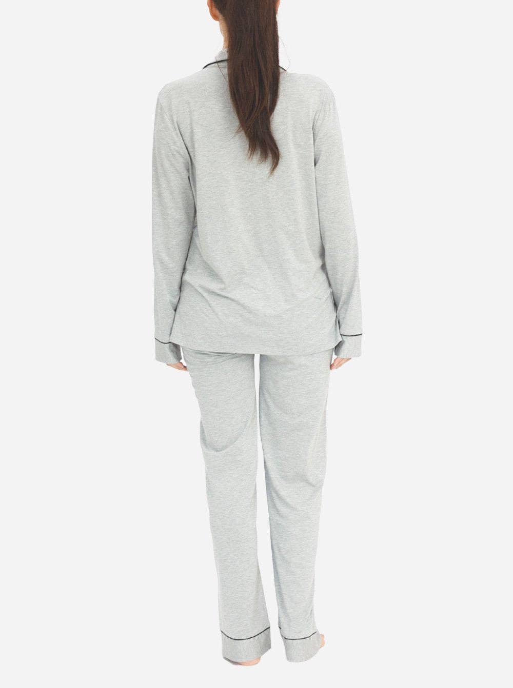 Maternity and Nursing Long Sleeve Pyjama Set in Marl Grey