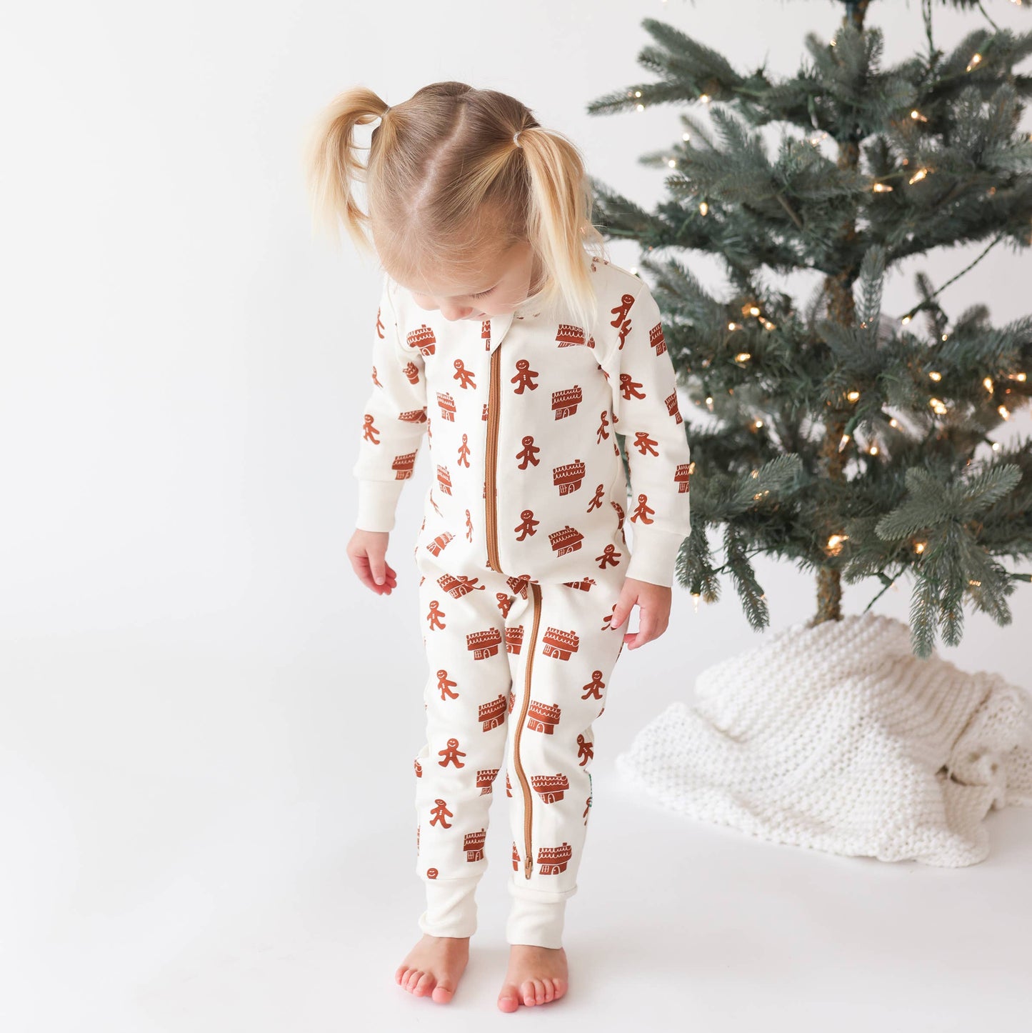 GINGERBREAD Signature Print '2-Way' Zip Romper