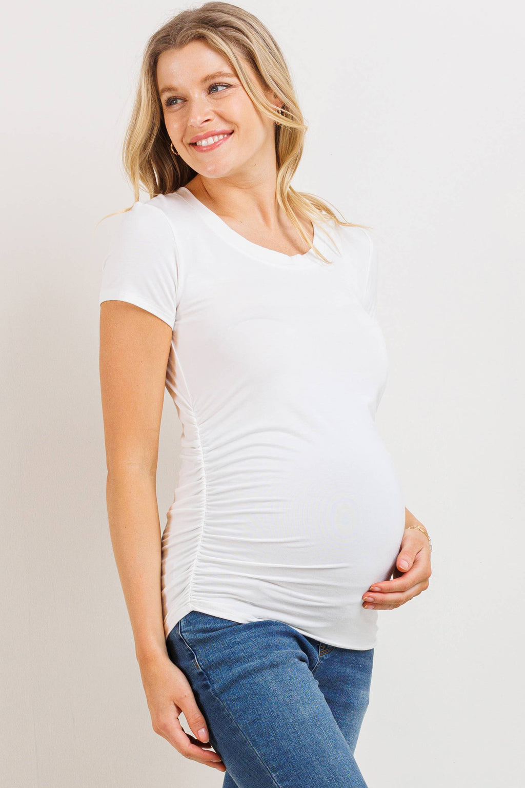 Ruched Short Sleeve Maternity T-Shirt