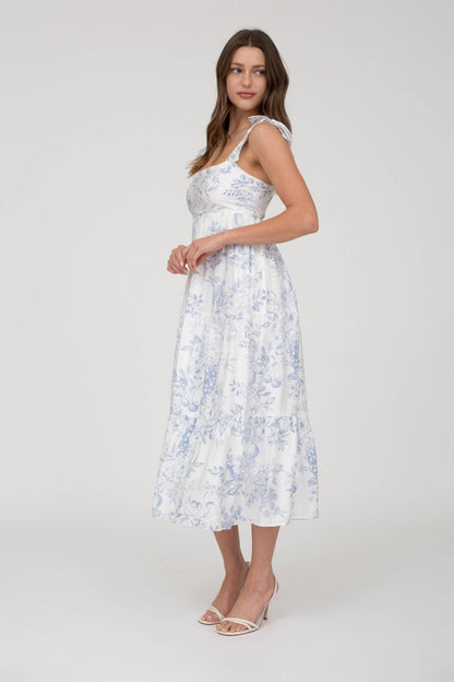 Blossom| Tiered Tie sleeve Midi Dress | Transitional