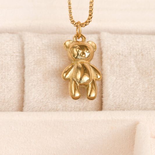 Teddy Bear Necklace - Whimsical 18k Gold Bear Pendant