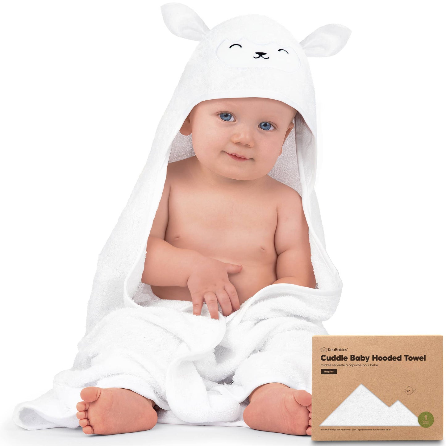 KeaBabies Cuddle Baby Hooded Towel: Lamb / Regular