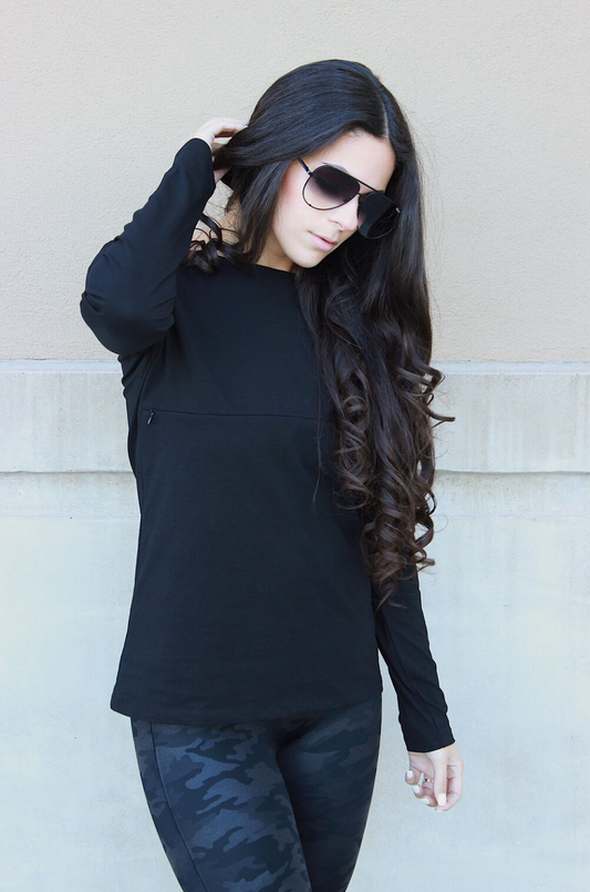 Bianca Long Sleeve Nursing Top- hidden zipper.