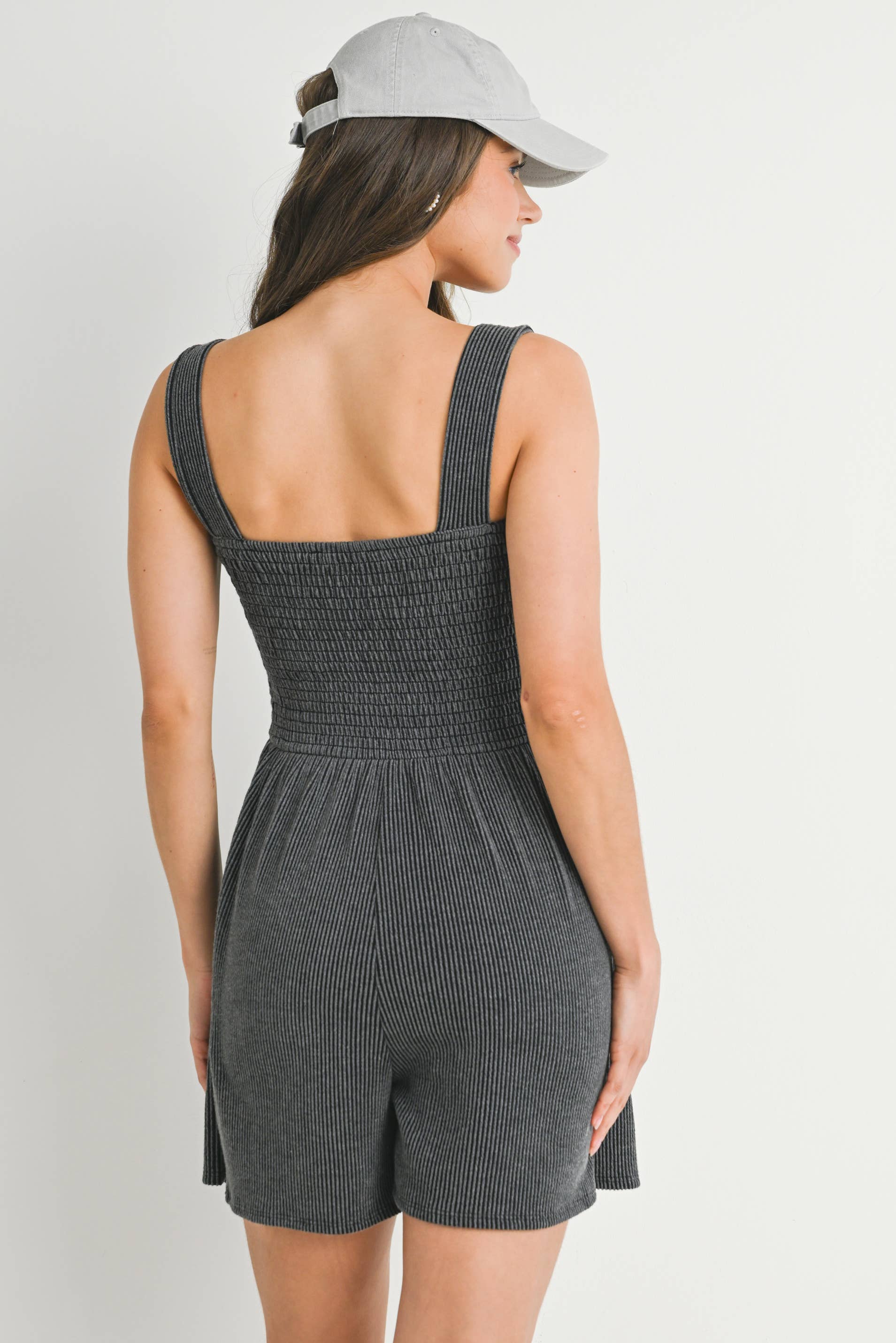 Ribbed Smocked Bodice Maternity Romper