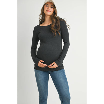 Ribbed Long Sleeve Maternity Knit Top