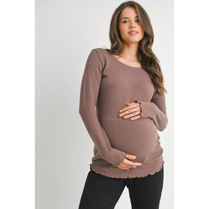 Ribbed Long Sleeve Maternity Knit Top