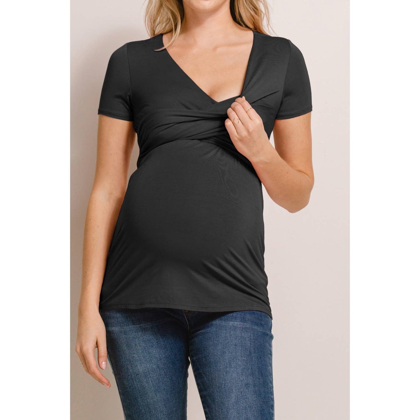 V-Neck Crossover Short Sleeve Nursing Top