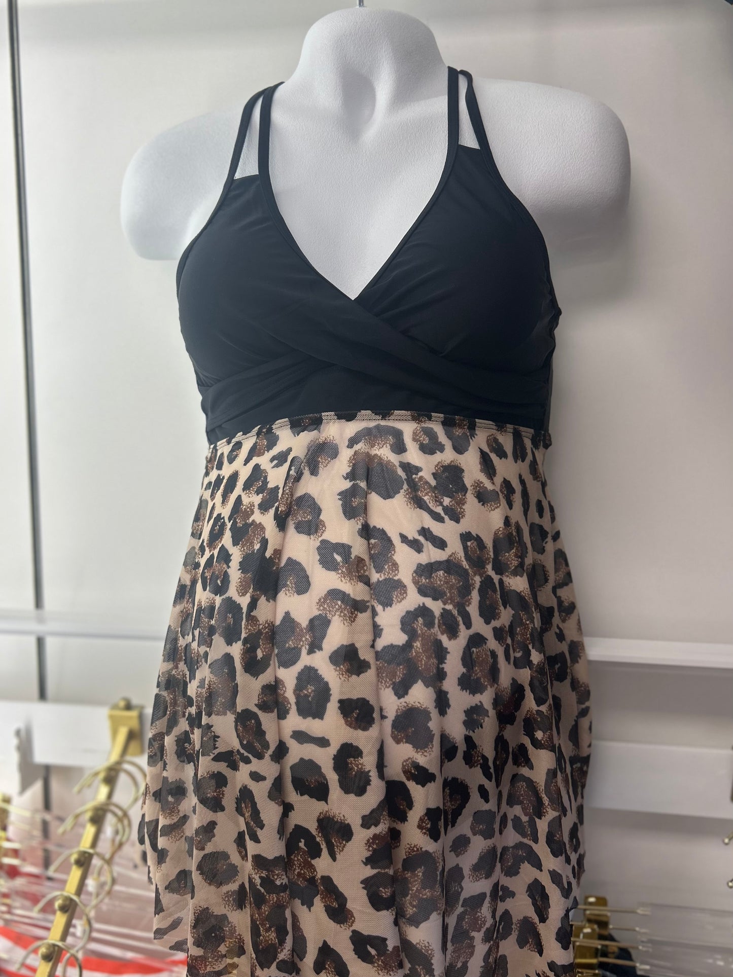 Women's Split Print Leopard Print Swimsuit