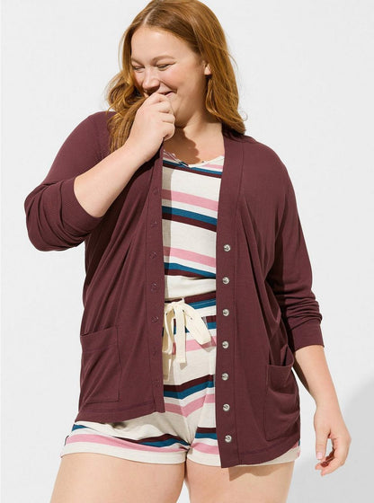 Super Soft Cardigan | Berry | Curvy Collection