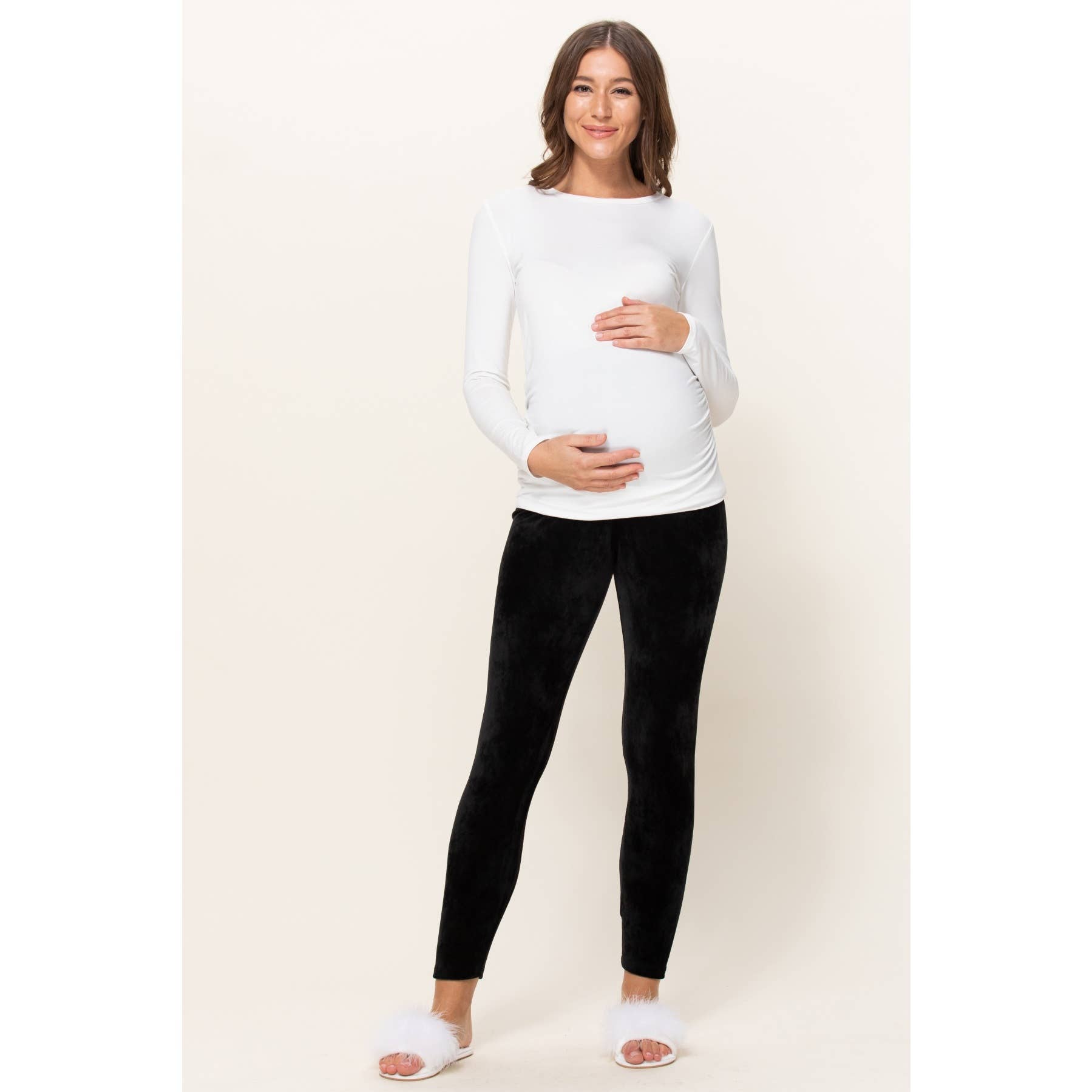 Velour Yoga Pants with Elastic Waistband