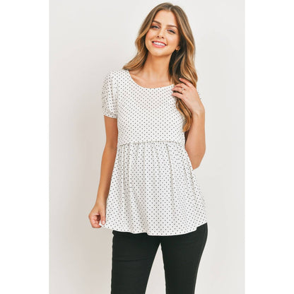 Polka Dot Maternity Nursing Shirts with Back Button