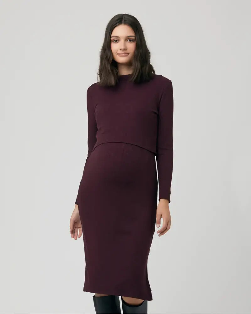 Ruby Rib Dress | 2 pc set| Maternity & Nursing