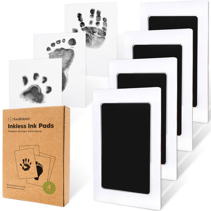 4Pk Inkless Ink Pad, Baby Footprint Kit, Dog Paw Print Kit: Jet Black / Regular