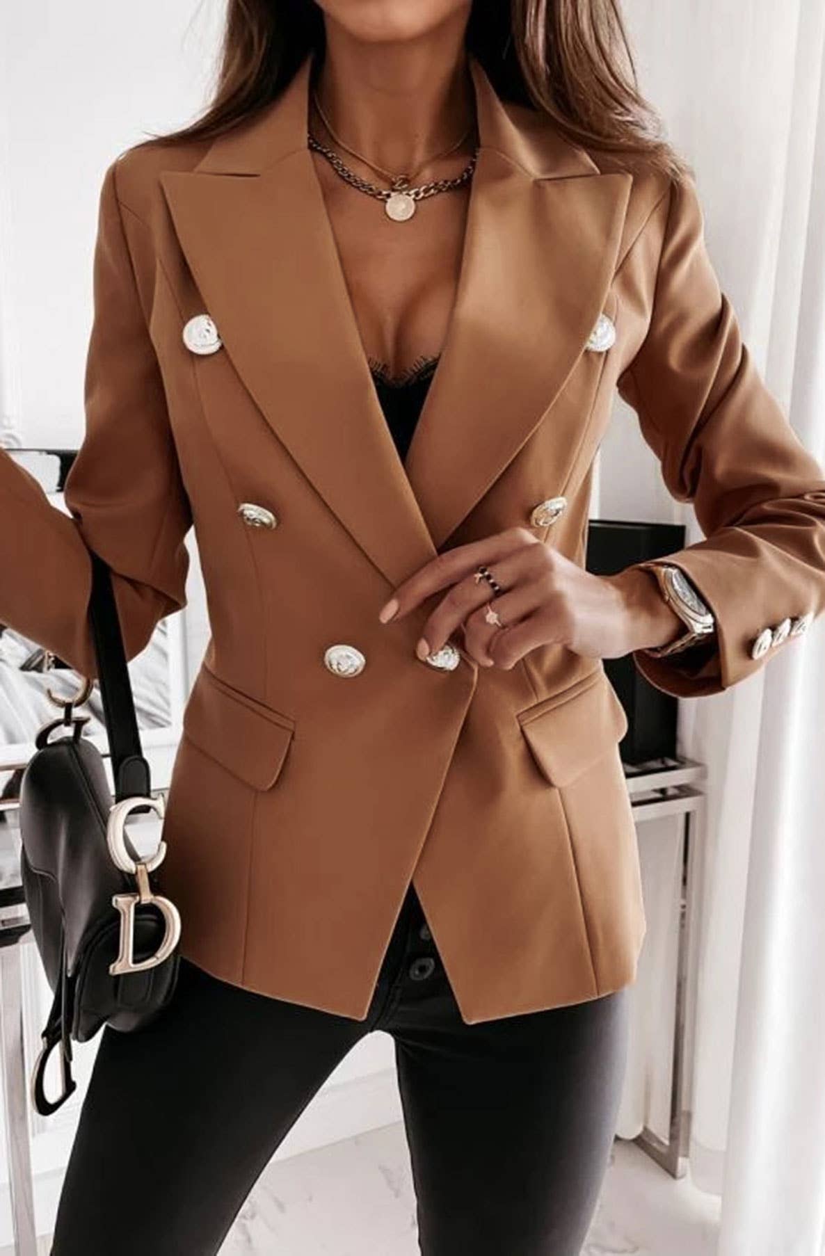 Cortana Button Detail Blazer Jacket