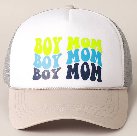 BOY MOM Foam Trucker Hat: ONE SIZE / GREY