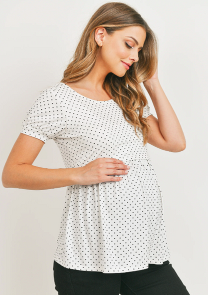 Polka Dot Maternity Nursing Shirts with Back Button